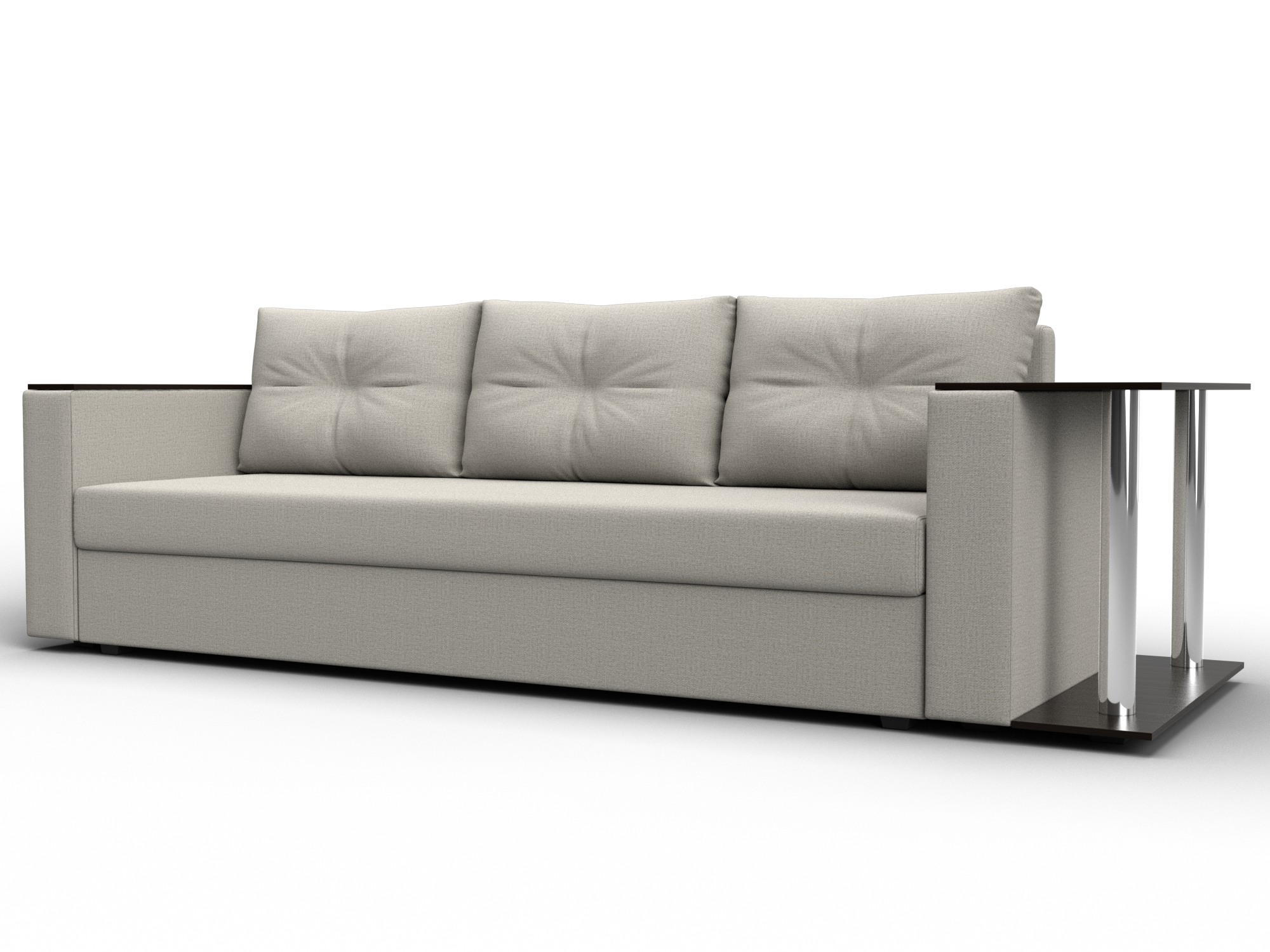 Диван прямой Атланта со столом справа (амур 02 бежевый)