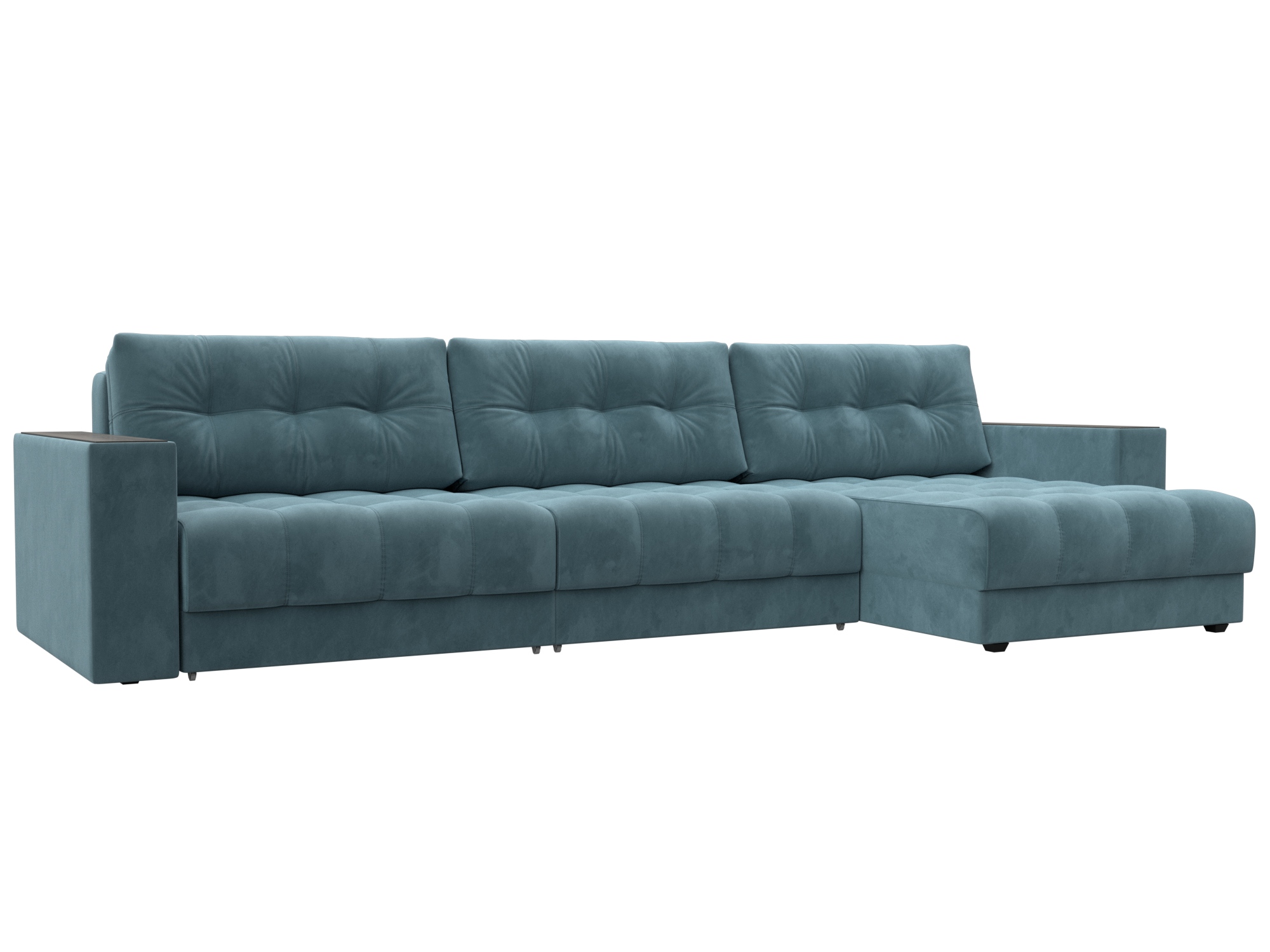 Диван угловой с декором Лига-049 НПБ Лонг (seven 113 бирюзовый)