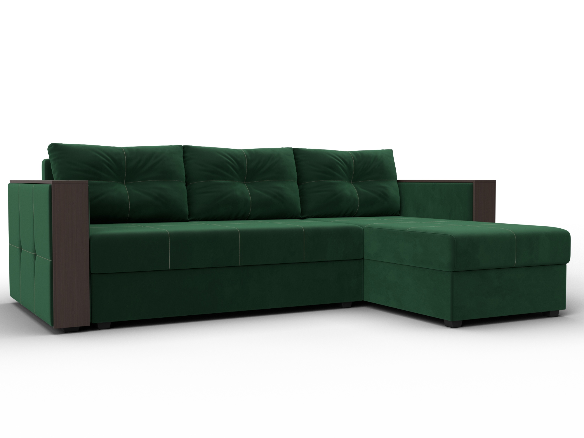 Диван угловой Валенсия Лайт правый угол (seven 626 зеленый)