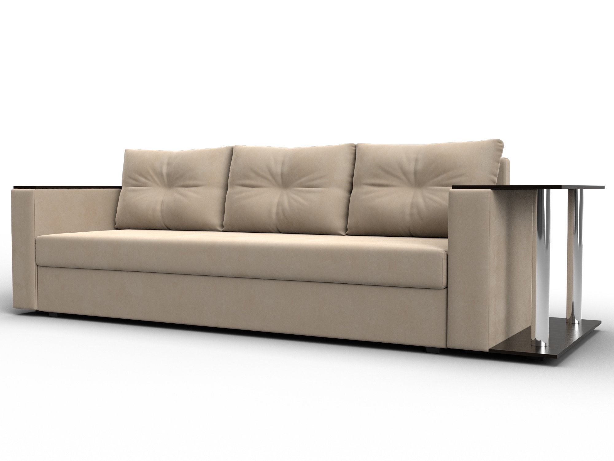 Диван прямой Атланта со столом справа (seven 729 бежевый)