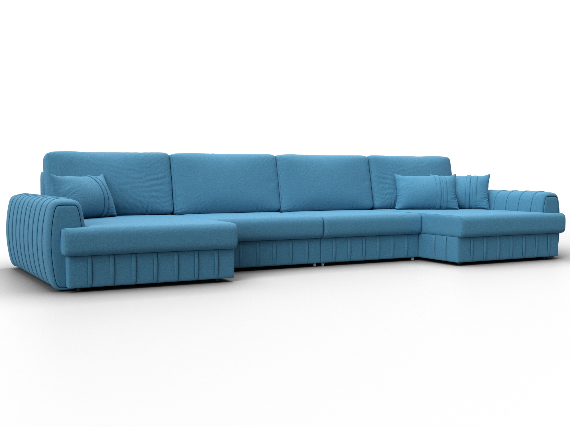 Диван П-образный Лига-057 НПБ Лонг (амур 10 голубой)