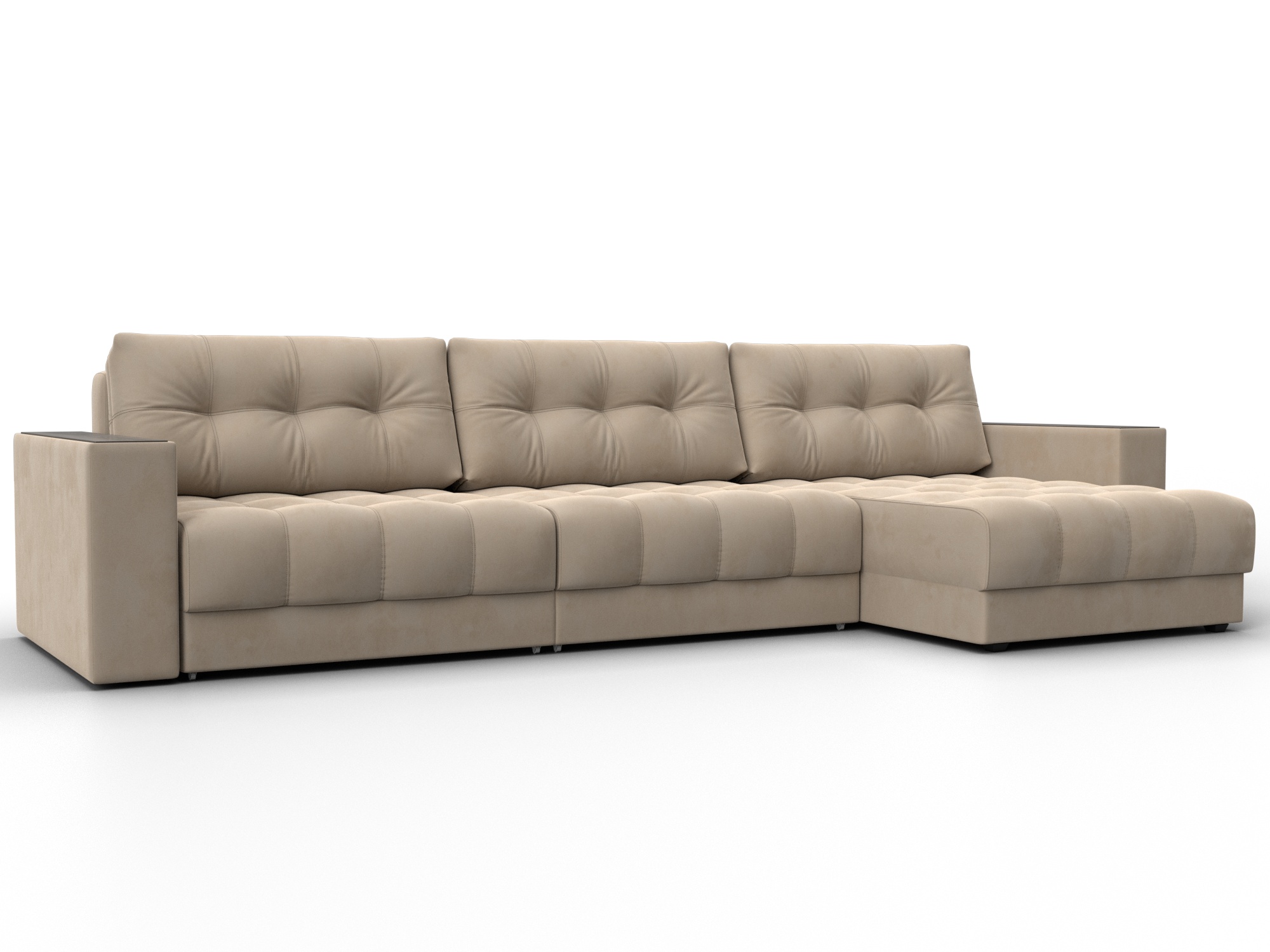 Диван угловой с декором Лига-049 НПБ Лонг (seven 729 бежевый)