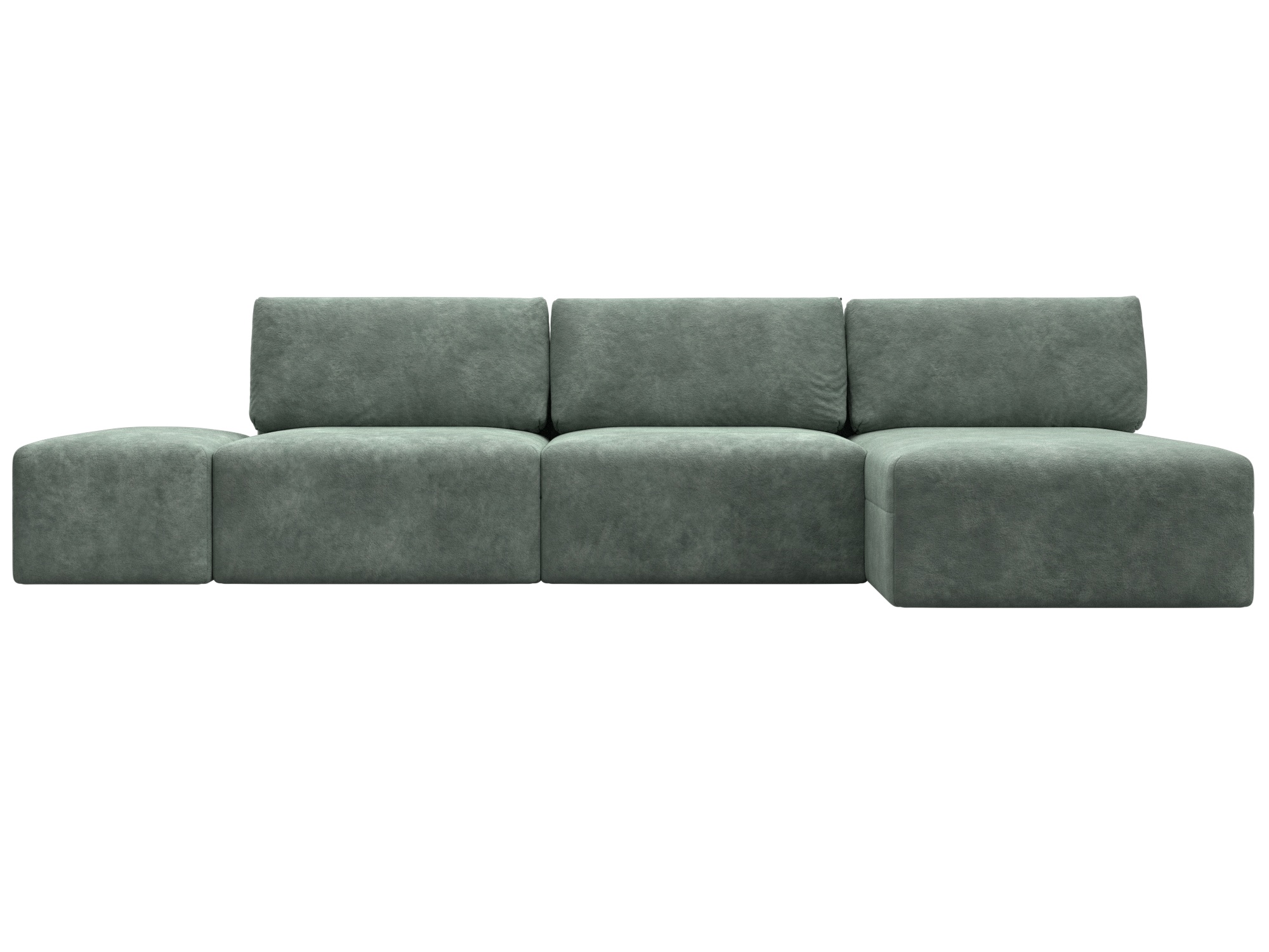 Диван угловой модульный с пуфом Лига-060 НПБ Лонг угол универсальный (brut 08 зеленый)