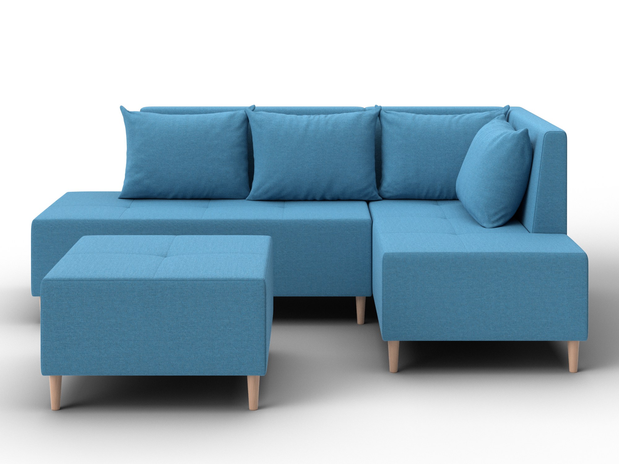 Диван угловой модульный с пуфом Лига-126 угол правый (амур 10 голубой)