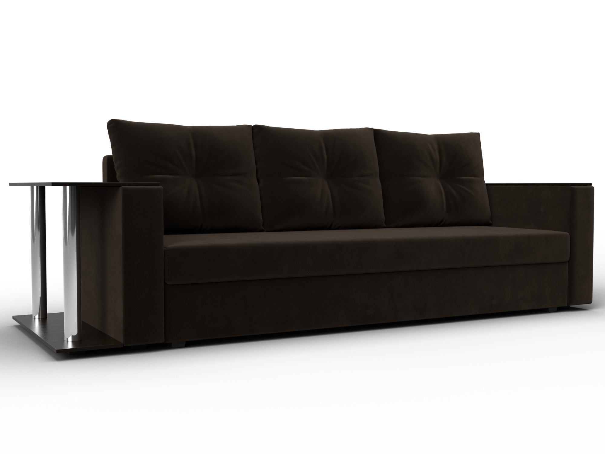 Диван прямой Атланта со столом слева (коричневый)