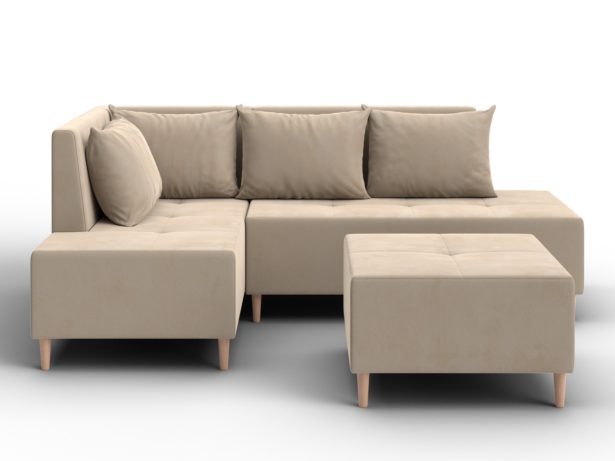 Диван угловой модульный с пуфом Лига-126 угол левый (seven 729 бежевый)