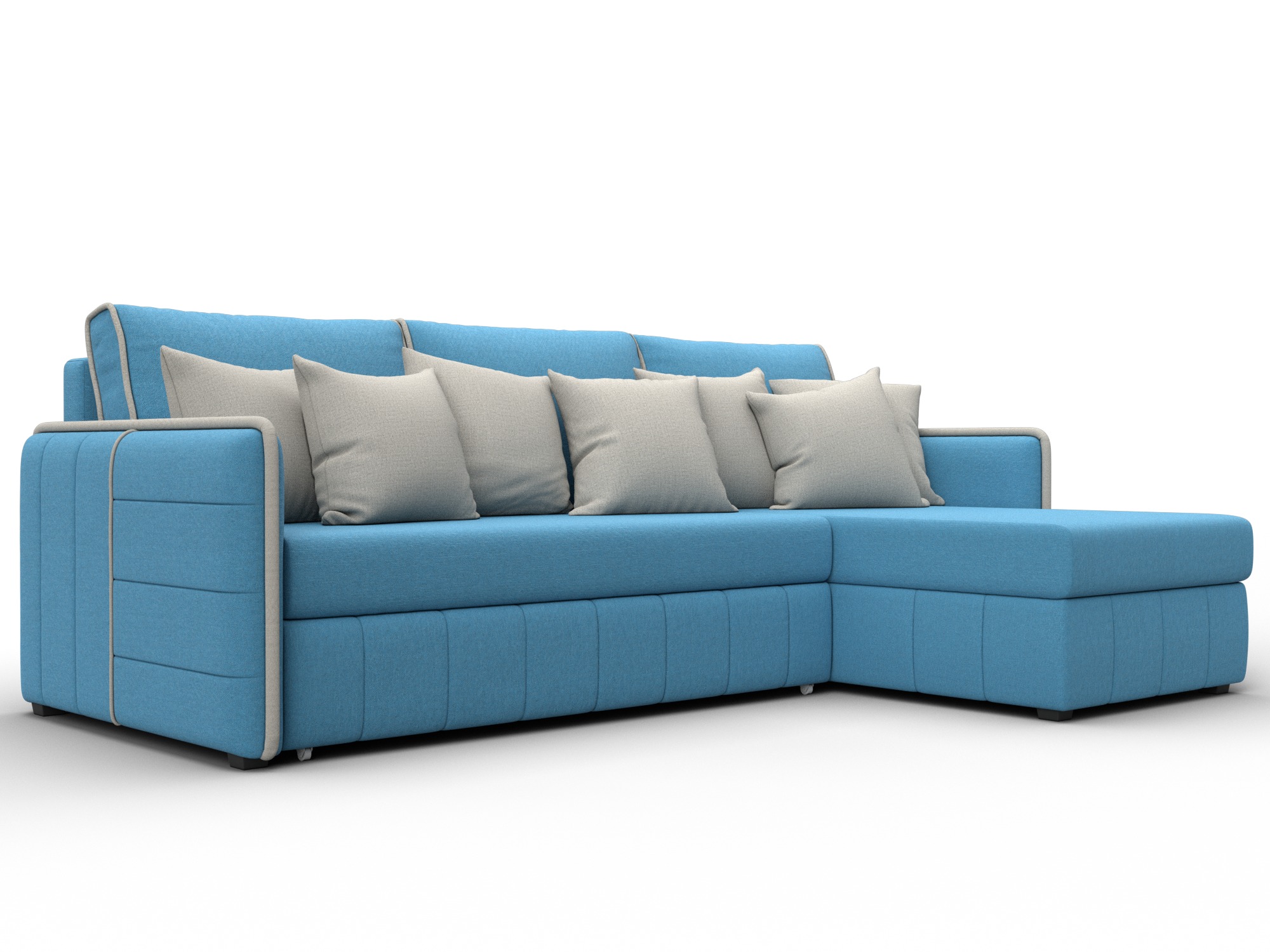 Диван угловой Лига-078 угол универсальный (амур 10 голубой/амур 02 бежевый)