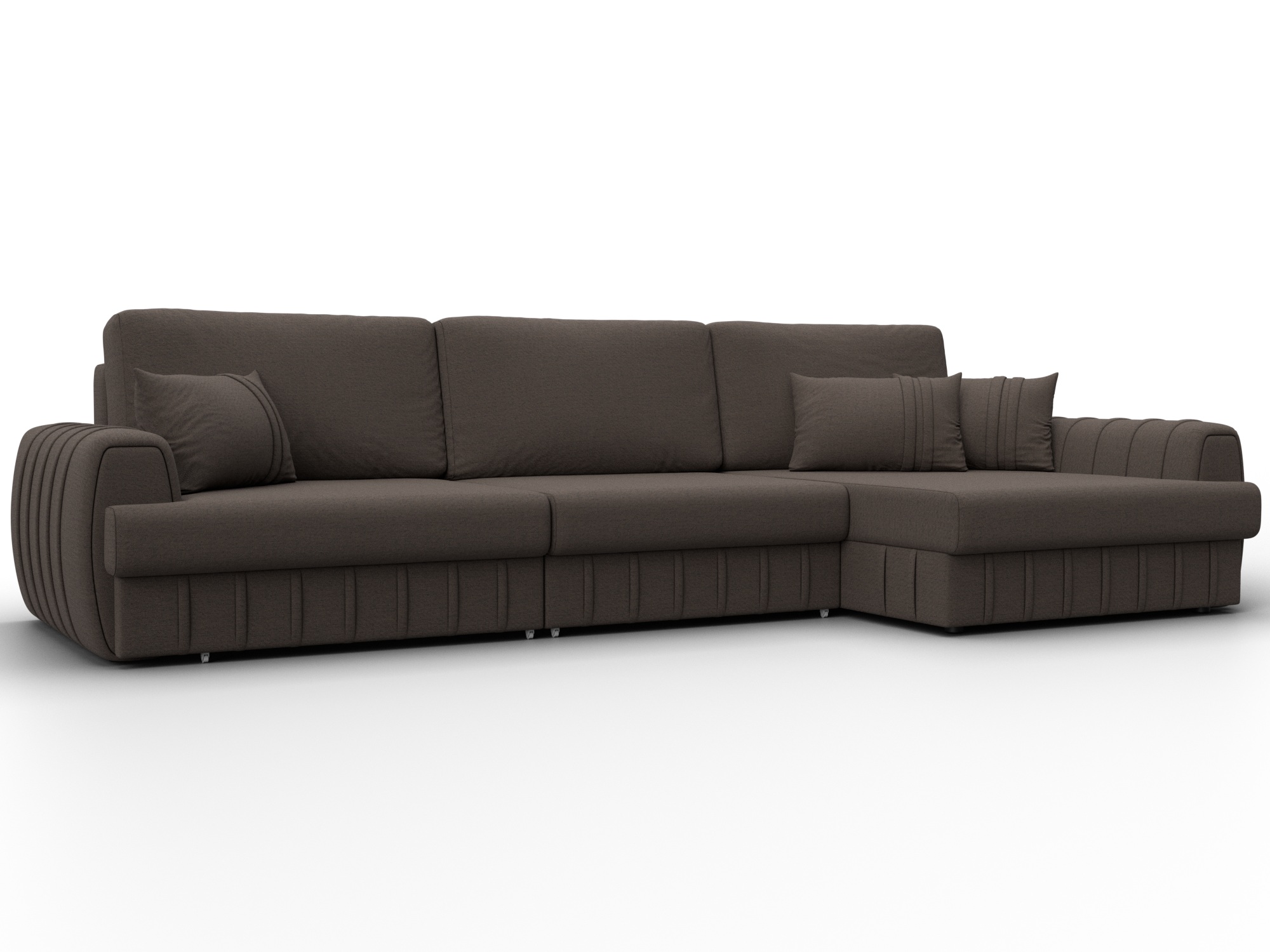 Диван угловой Лига-057 НПБ Лонг угол правый (амур 05 коричневый)