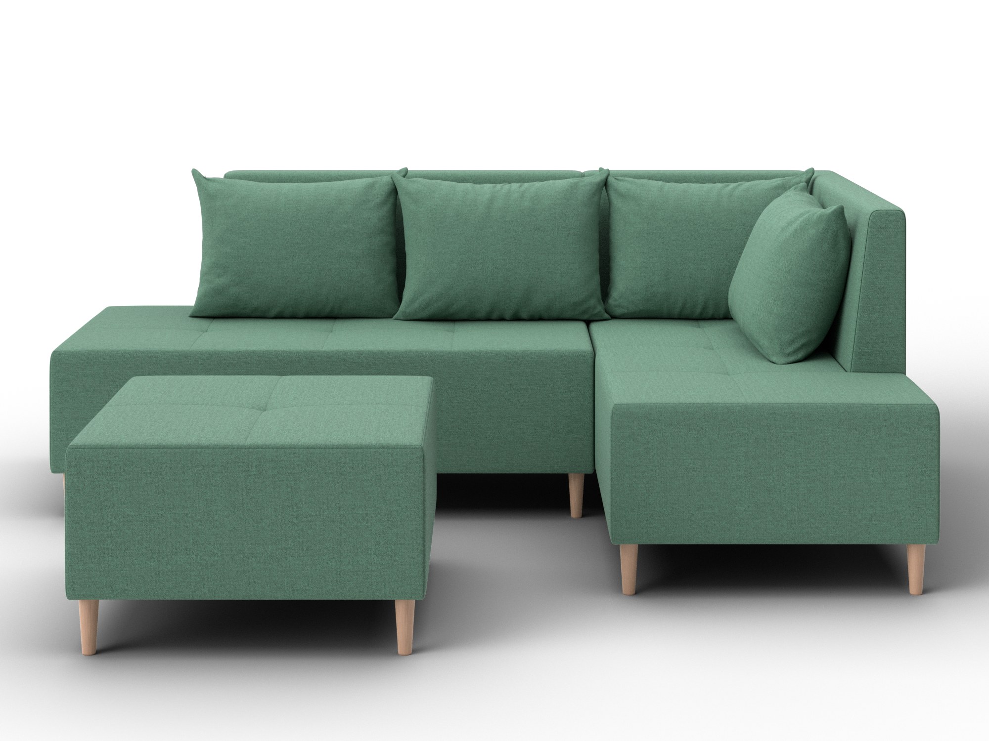 Диван угловой модульный с пуфом Лига-126 угол правый (амур 11 зеленый)