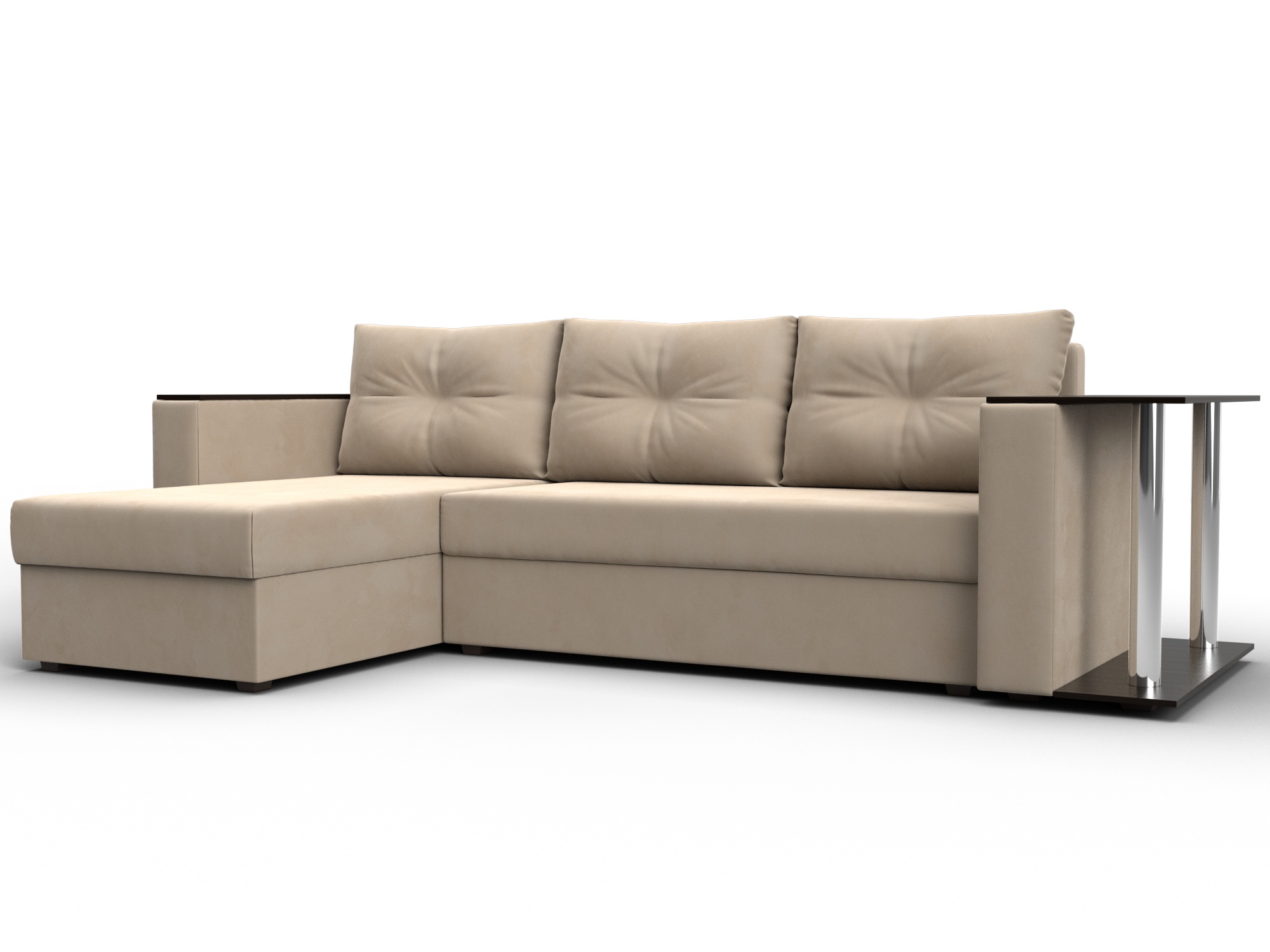 Диван угловой Атланта со столом левый угол (seven 729 бежевый)