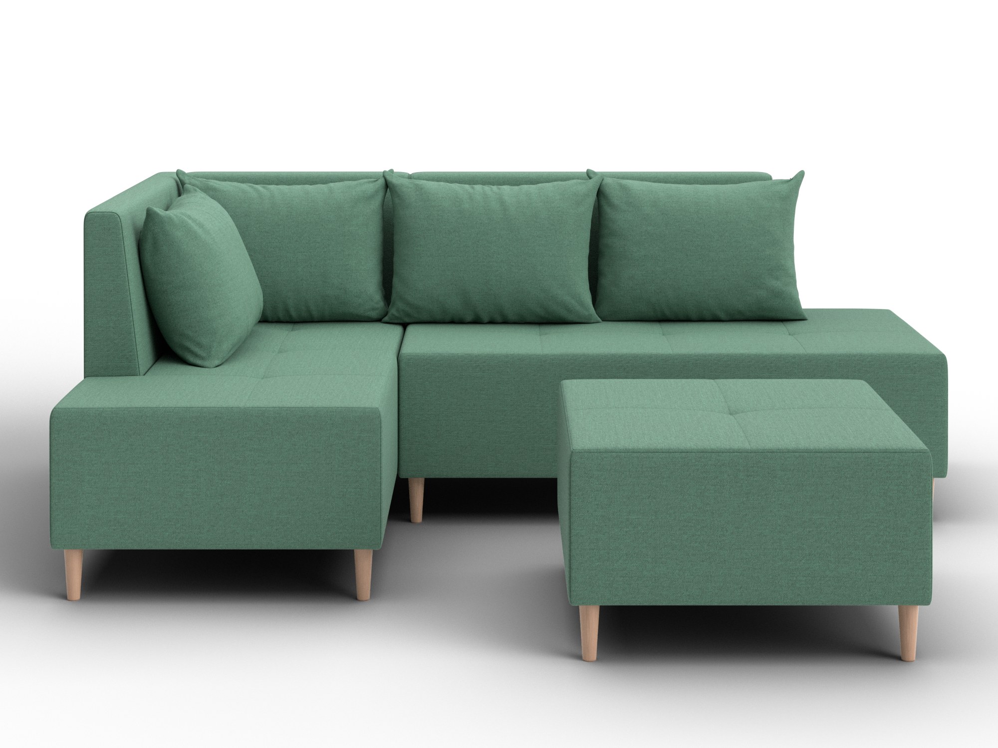 Диван угловой модульный с пуфом Лига-126 угол левый (амур 11 зеленый)