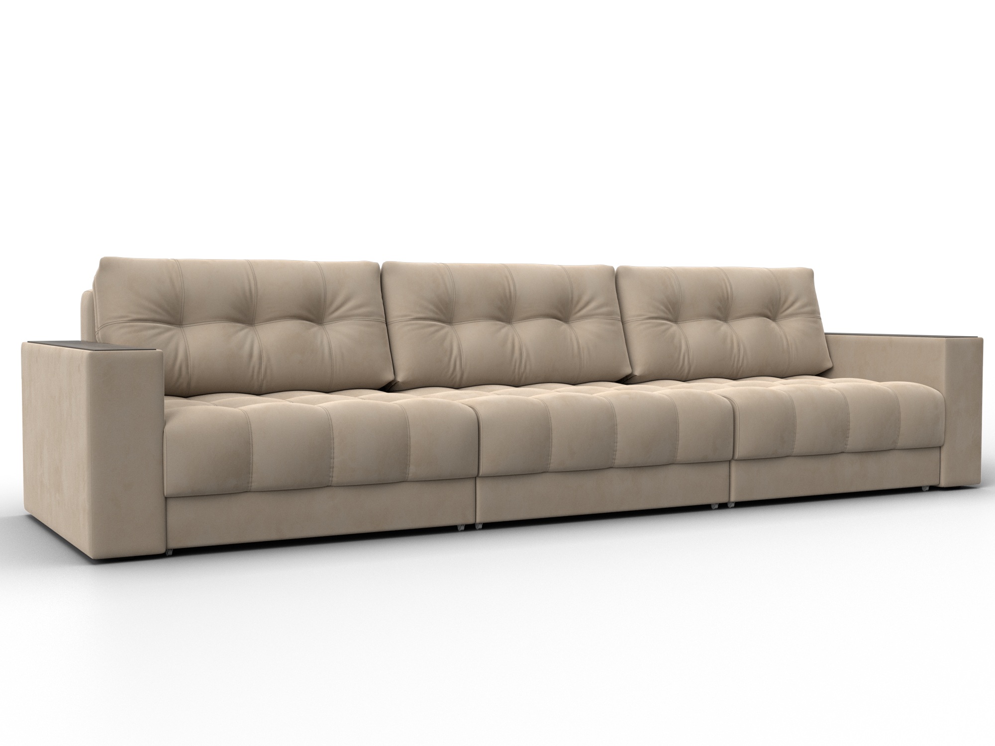 Диван прямой с декором Лига-049 НПБ Лонг (seven 729 бежевый)