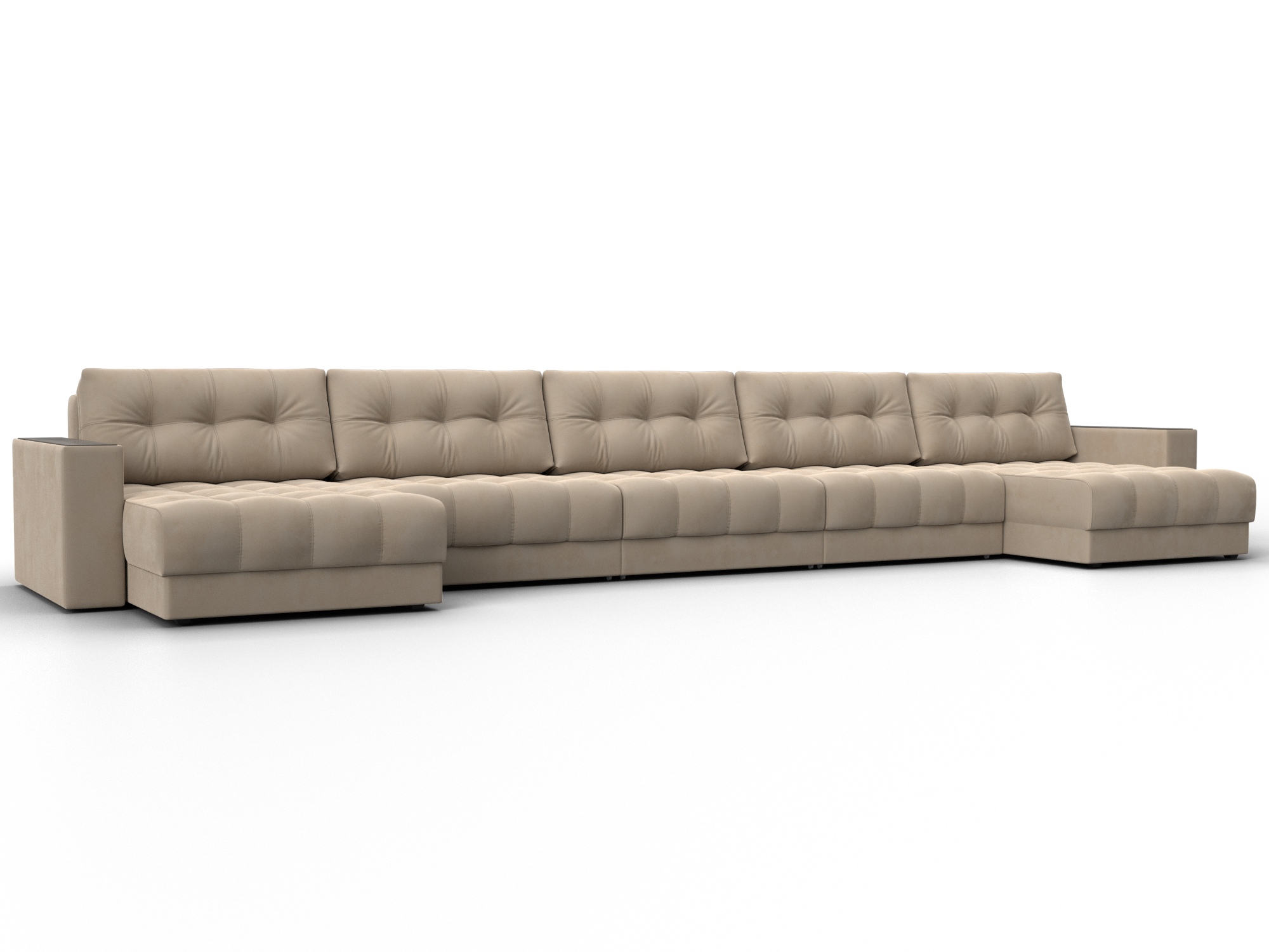 Диван П-образный с декором Лига-049 НПБ Мегалонг (seven 729 бежевый)