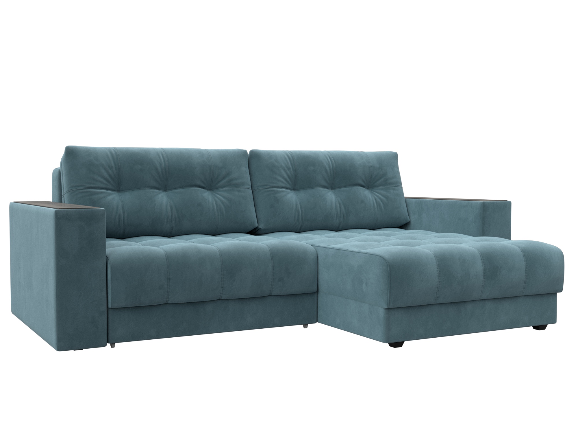 Диван угловой с декором Лига-049 НПБ (seven 113 бирюзовый)