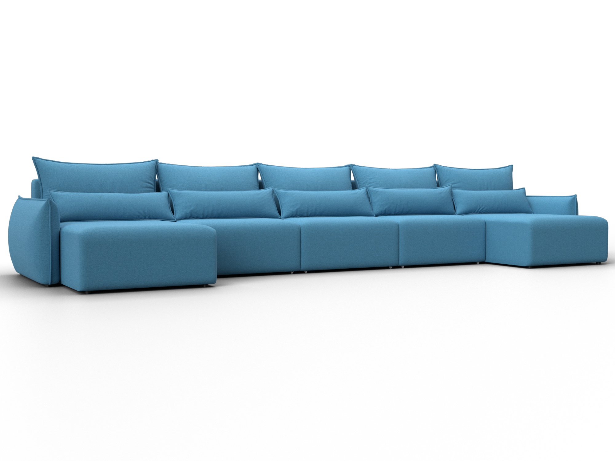 Диван П-образный Лига-051 НПБ МегаЛонг (амур 10 голубой)