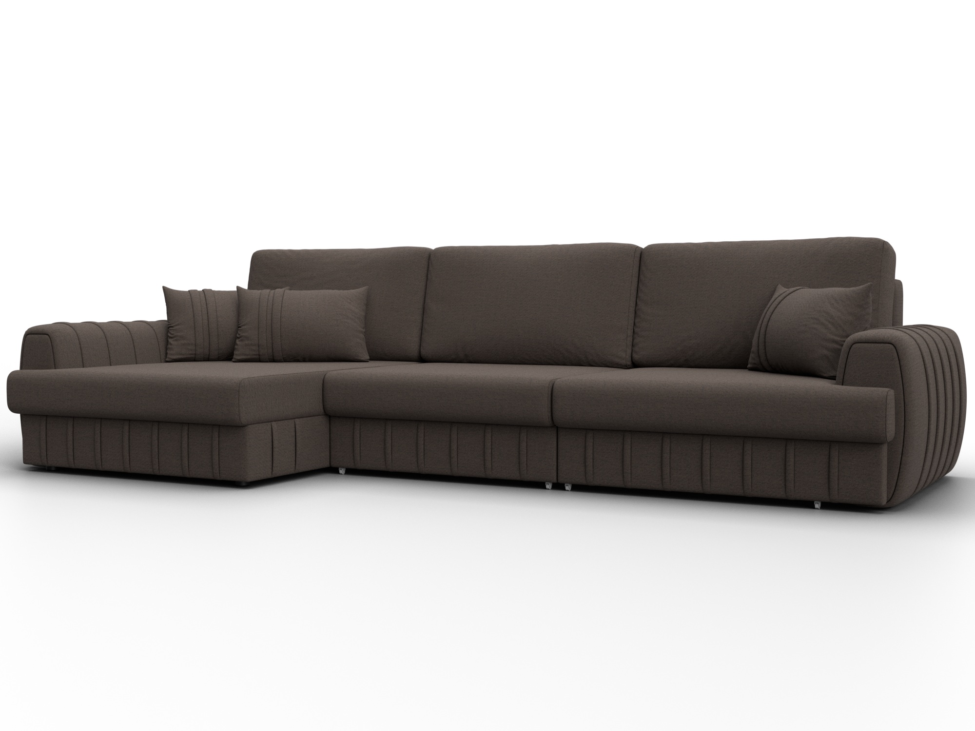 Диван угловой Лига-057 НПБ Лонг угол левый (амур 05 коричневый)