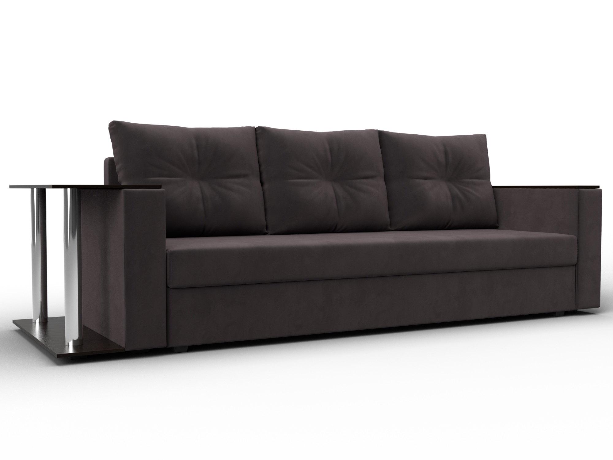 Диван прямой Атланта со столом слева (seven 727 коричневый)