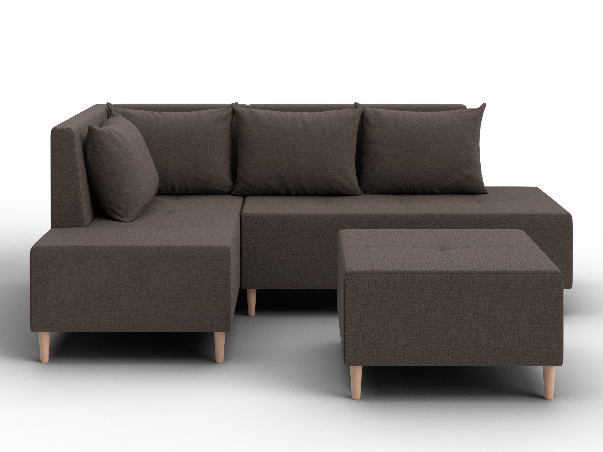 Диван угловой модульный с пуфом Лига-126 угол левый (амур 05 коричневый)