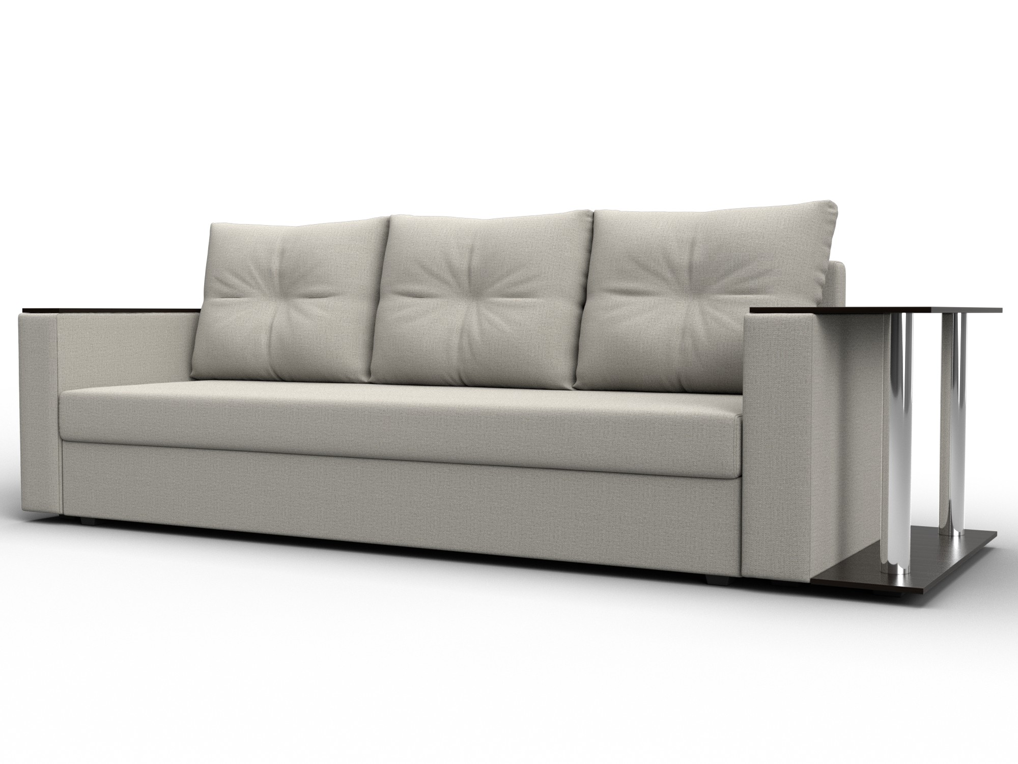 Диван прямой Атланта со столом справа (амур 02 бежевый)