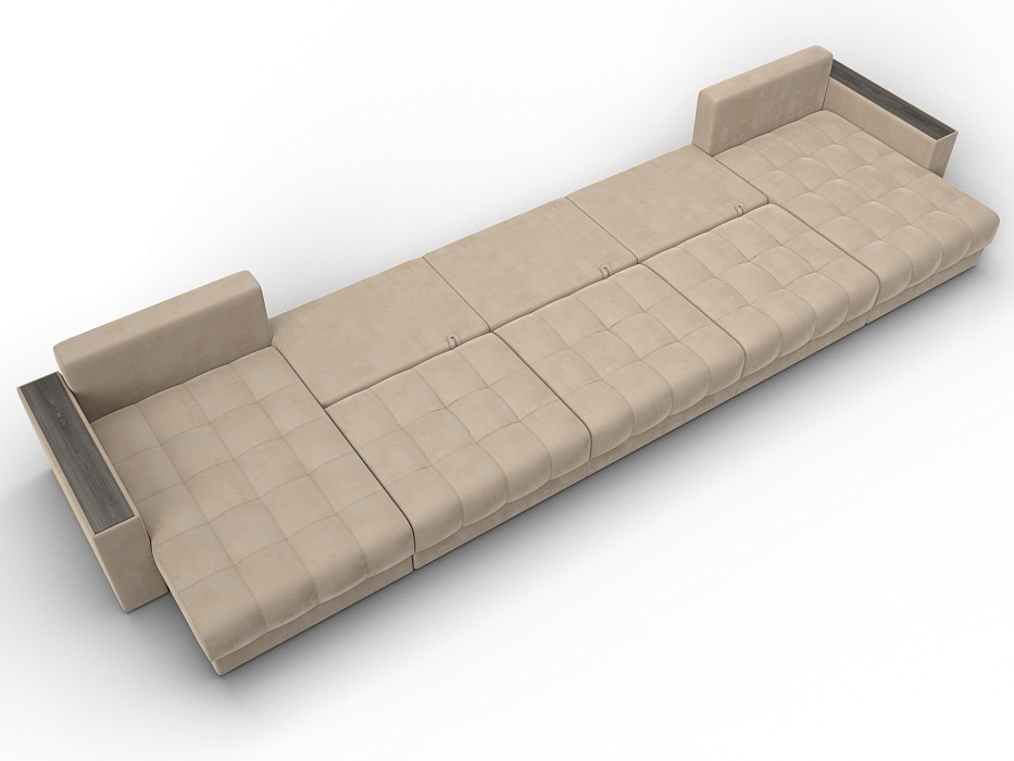 Диван П-образный с декором Лига-049 НПБ Мегалонг (seven 729 бежевый)