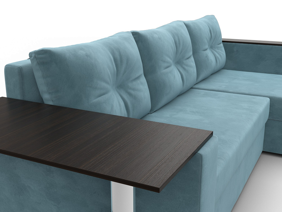 Диван угловой Атланта со столом правый угол (seven 113 бирюзовый)