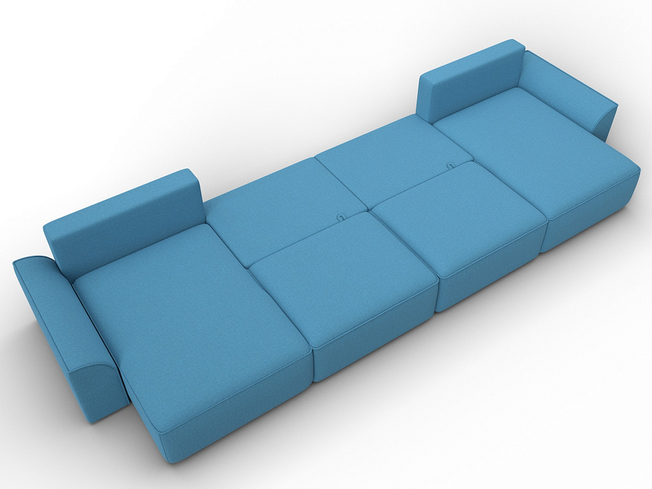 Диван П-образный Лига-048 НПБ лонг (амур 10 голубой)