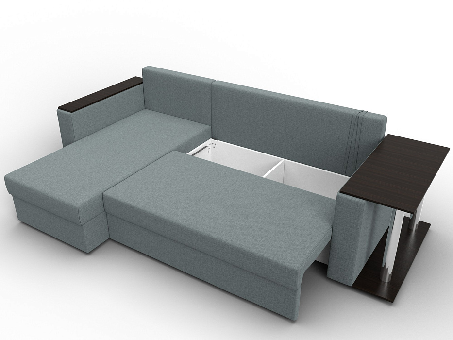 Диван угловой Атланта со столом левый угол (амур 07 серый)