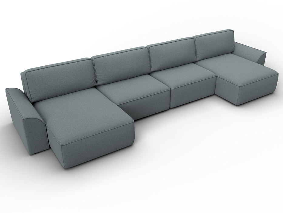 Диван П-образный Лига-048 НПБ лонг (амур 07 серый)