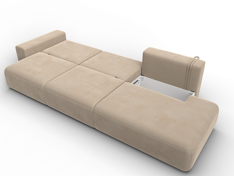 Диван прямой Лига-036 НПБ Модерн Лонг подлокотник слева (seven 729 бежевый)