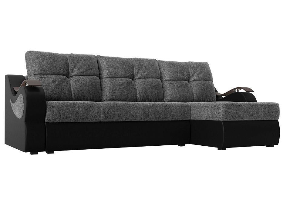 Угловой диван Меркурий правый угол (серый\черный цвет)