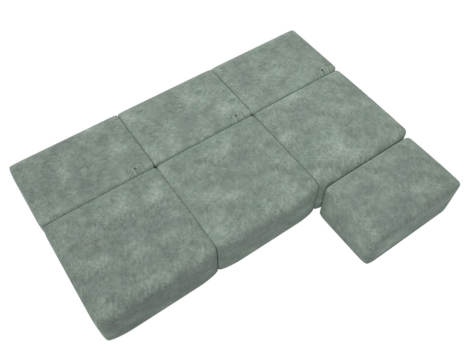 Диван угловой модульный с пуфом Лига-060 НПБ Лонг угол универсальный (brut 08 зеленый)