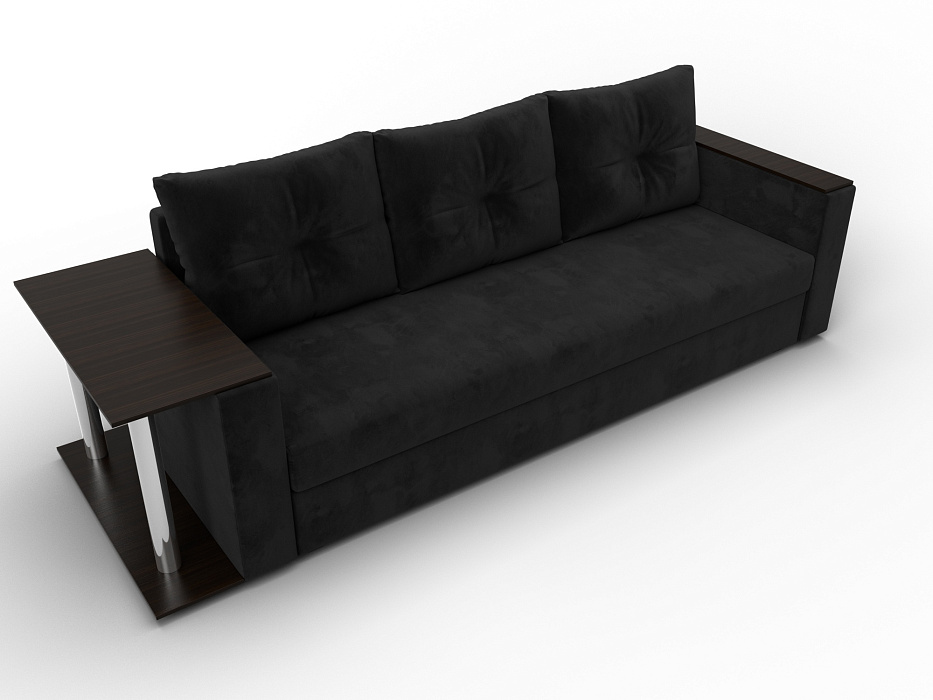 Диван прямой Атланта со столом слева (seven 35 черный)