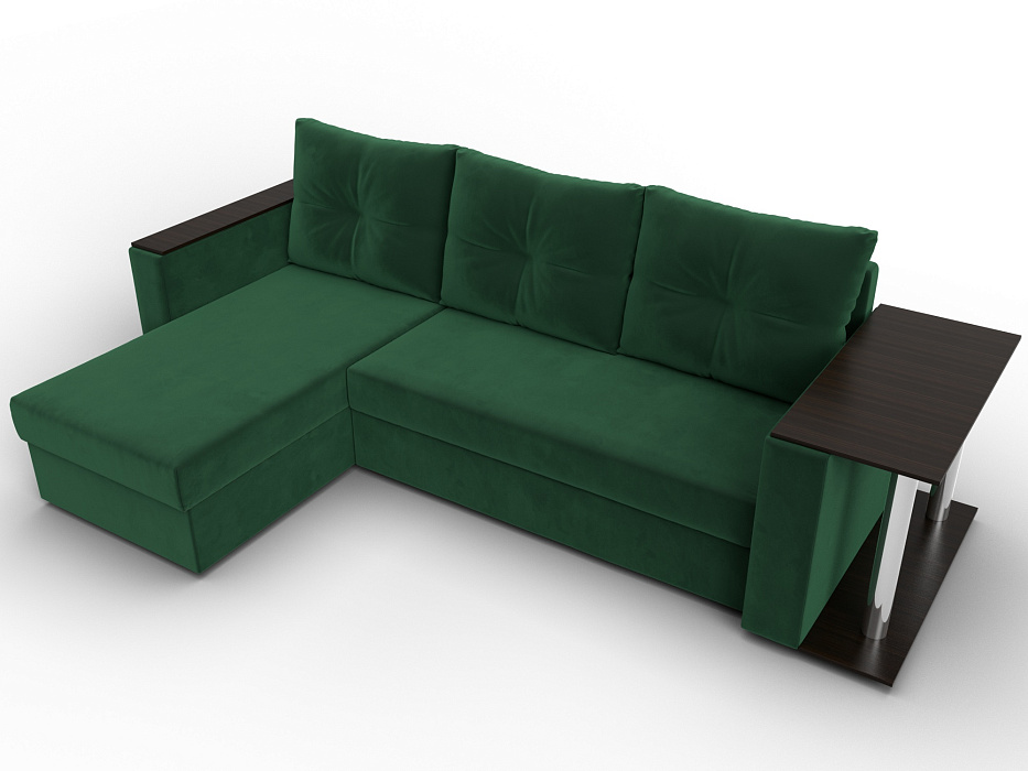 Диван угловой Атланта со столом левый угол (seven 626 зеленый)