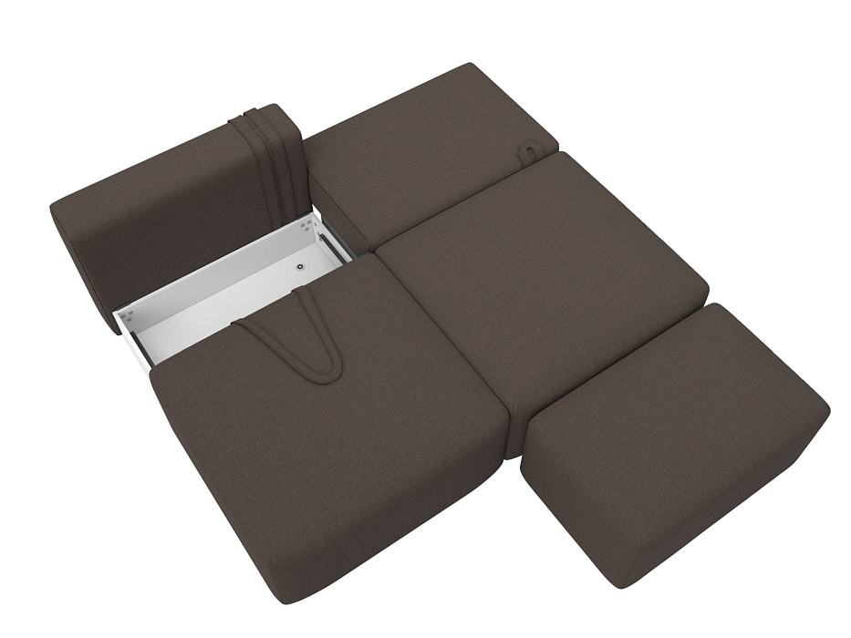 Диван прямой модульный с пуфом Лига-060 НПБ (амур 05 коричневый)