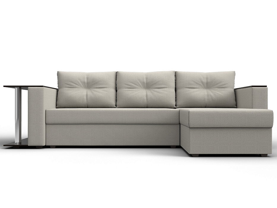 Диван угловой Атланта со столом правый угол (амур 02 бежевый)