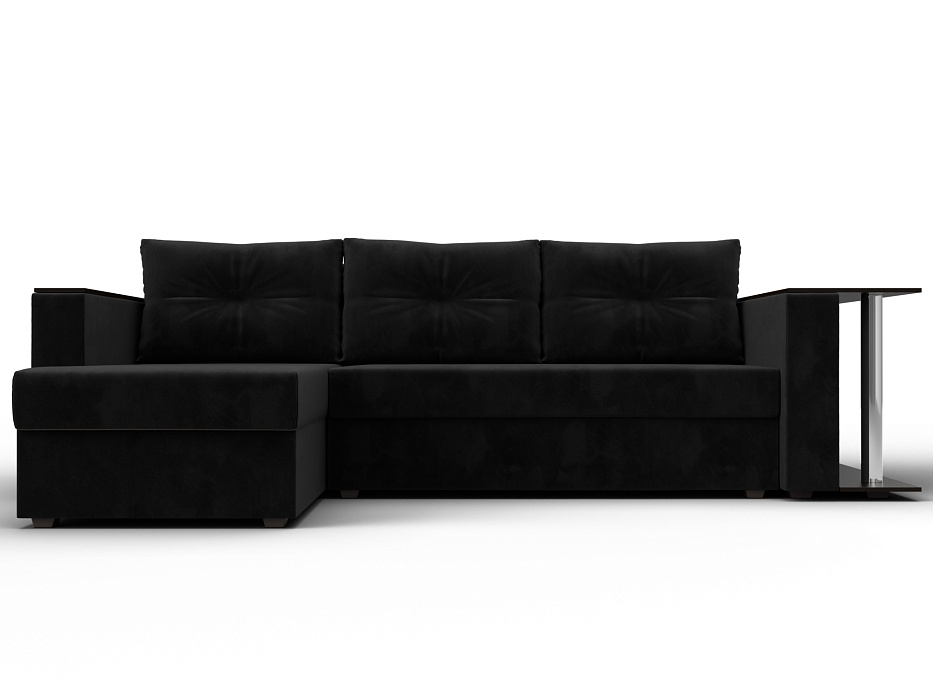 Диван угловой Атланта со столом левый угол (seven 35 черный)