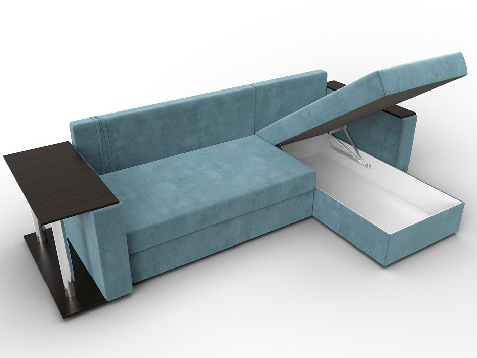 Диван угловой Атланта со столом правый угол (бирюзовый)