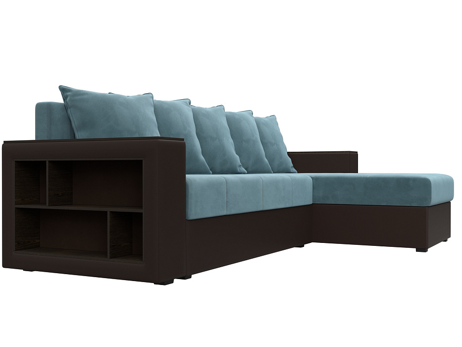 Диван угловой Дубай Лайт угол универсальный (бирюзовый;коричневый)