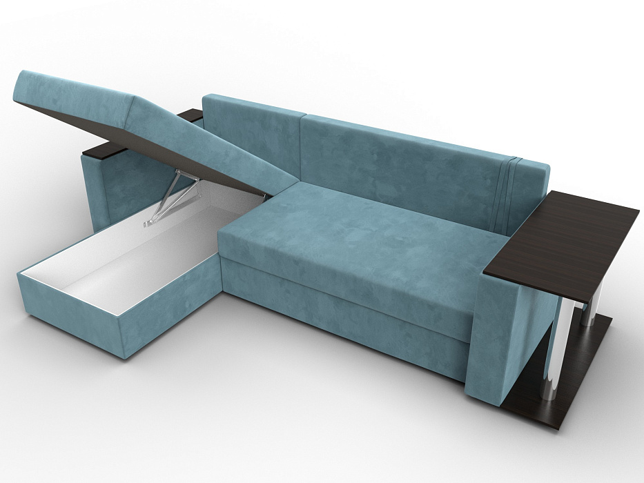 Диван угловой Атланта со столом левый угол (seven 113 бирюзовый)