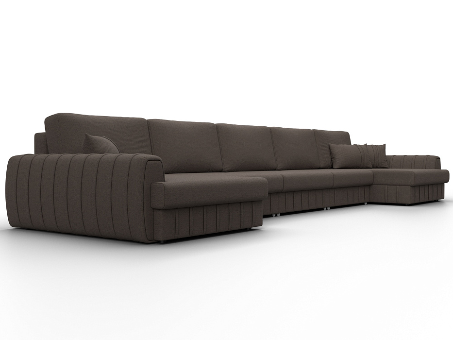 Диван П-образный Лига-057 НПБ МегаЛонг (амур 05 коричневый)