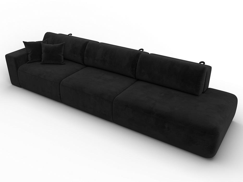 Диван прямой Лига-036 НПБ Модерн Лонг подлокотник слева (seven 35 черный)