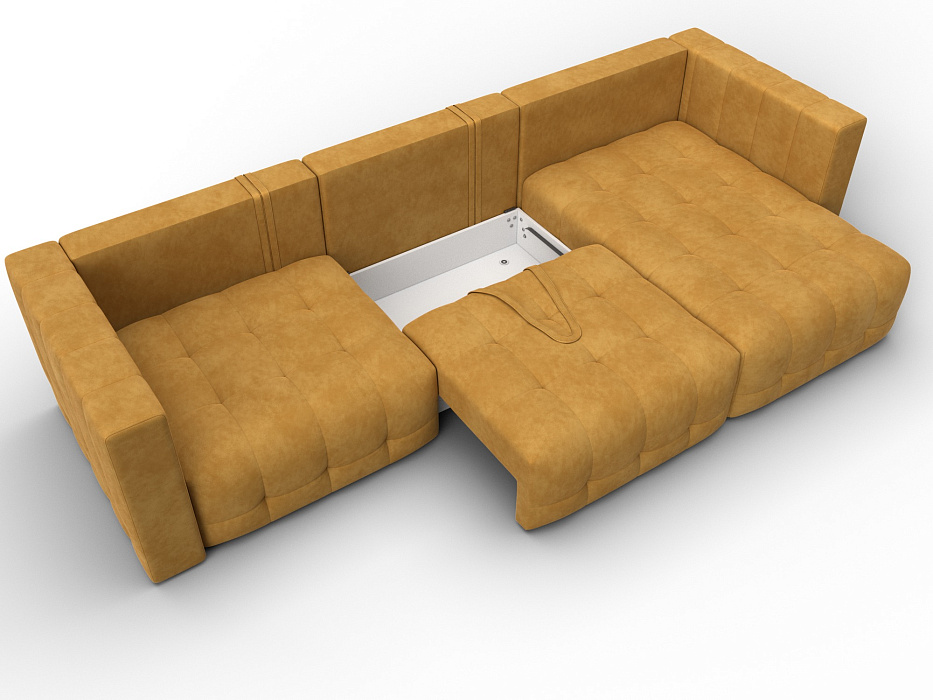 Диван угловой Лига-052 НПБ Лонг угол универсальный (brut 10 желтый)