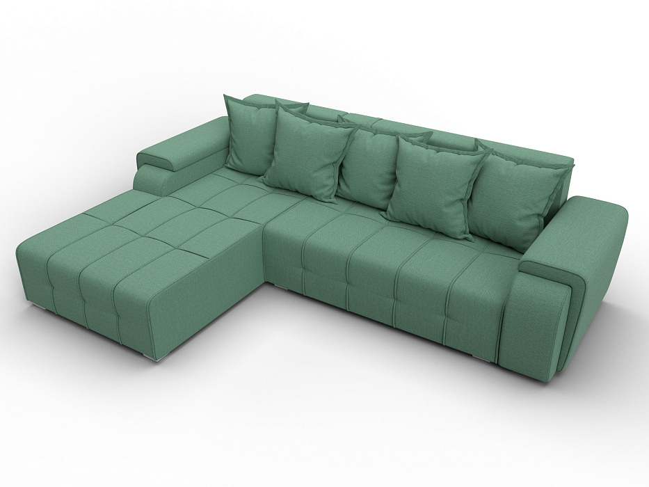 Диван угловой Лига-121 левый угол (амур 11 зеленый)