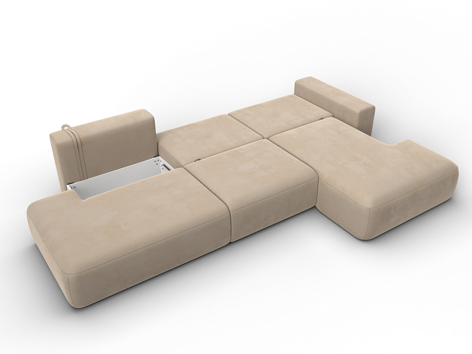 Диван угловой Лига-036 НПБ Модерн Лонг правый угол (seven 729 бежевый)