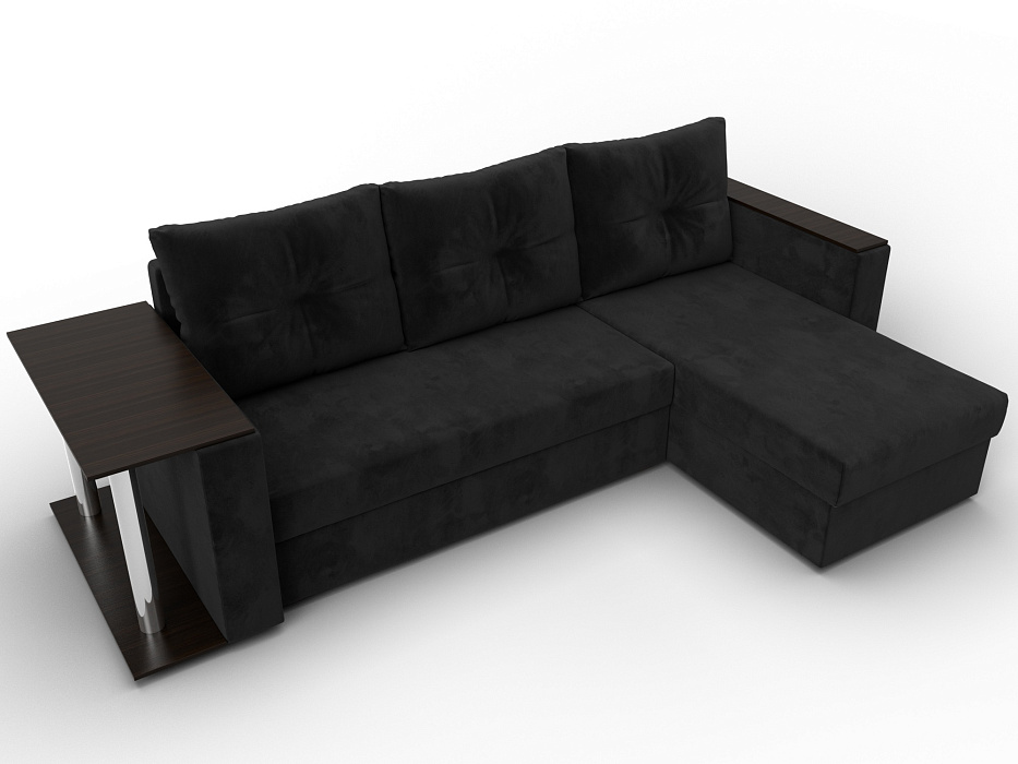 Диван угловой Атланта со столом правый угол (seven 35 черный)