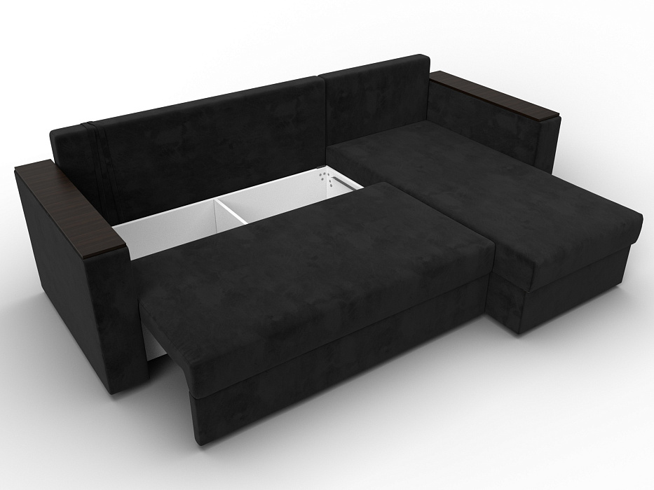 Диван угловой Атланта без стола универсальный угол (черный)
