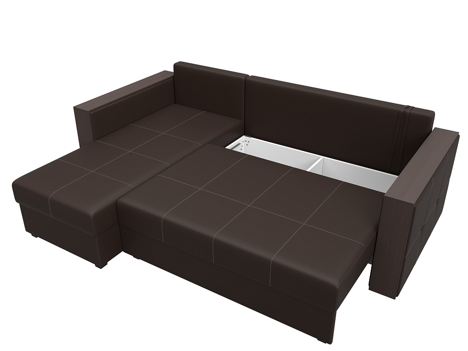 Диван угловой Валенсия Лайт левый угол (коричневый)
