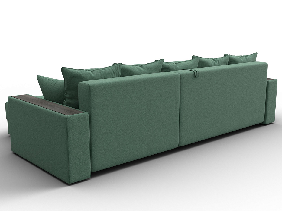 Диван угловой с декором и полкой Лига-050 НПБ (амур 11 зеленый)