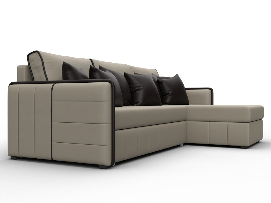 Диван угловой Лига-078 угол универсальный (grifon 04 бежевый/grifon 12 коричневый)