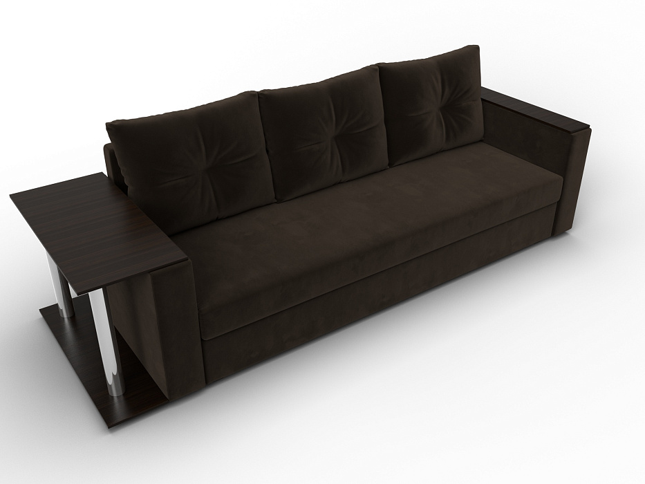 Диван прямой Атланта со столом слева (коричневый)